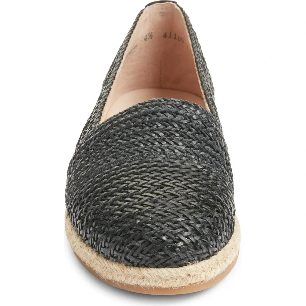 Paul Green Lori Espadrilles Sz 9 Black Woven Raffia Flats Comfortable Chic Beach